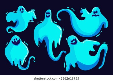 Vector, colección Ilustración Halloween Ghosts 