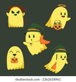 Vector, Illustration Halloween Ghosts collection 