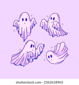 Vector, Illustration Halloween Ghosts collection 