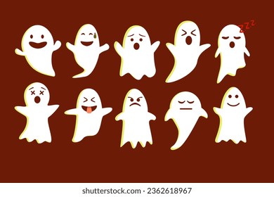 Vector, Illustration Halloween Ghosts collection 