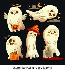 Vector, Illustration Halloween Ghosts collection 