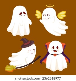 Vector, Illustration Halloween Ghosts collection 