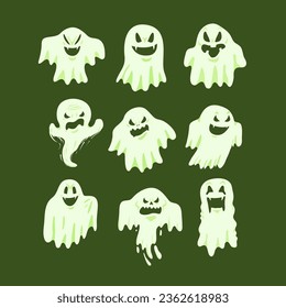 Vector, Illustration Halloween Ghosts collection 