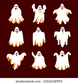 Vector, Illustration Halloween Ghosts collection 