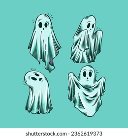 Vector, Illustration Halloween Ghosts collection 