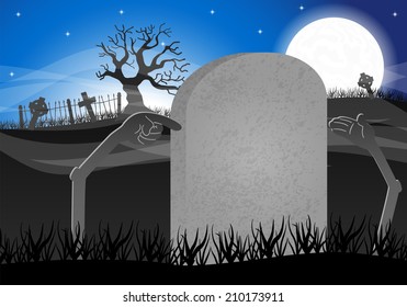 vector illustration of a Halloween grave stone to write on