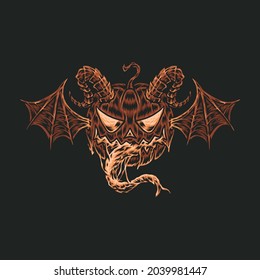 Vector illustration of halloween, hand drawn line style with digital color, vector illustration