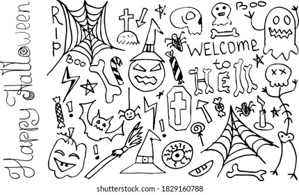 Vector illustration of Halloween holiday doodle style