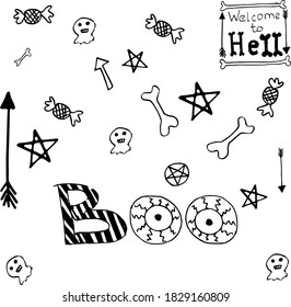 Vector illustration of Halloween holiday doodle style