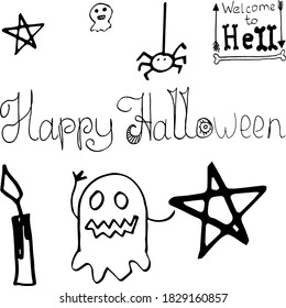 Vector illustration of Halloween holiday doodle style