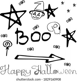 Vector illustration of Halloween holiday doodle style