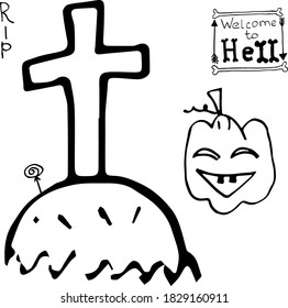 Vector illustration of Halloween holiday doodle style