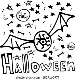 Vector illustration of Halloween holiday doodle style