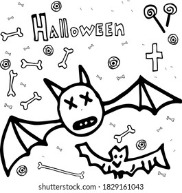 Vector illustration of Halloween holiday doodle style