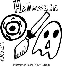 Vector illustration of Halloween holiday doodle style