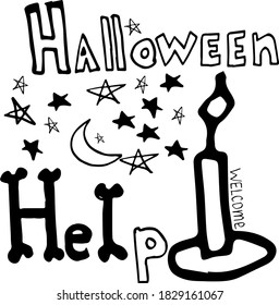 Vector illustration of Halloween holiday doodle style