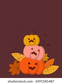 Vector illustration. Halloween, holiday. Pumpkins. Background for postcards, covers, posters. Modern design.