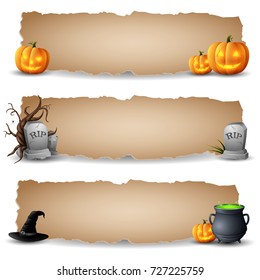 Vector illustration of Halloween horizontal banners