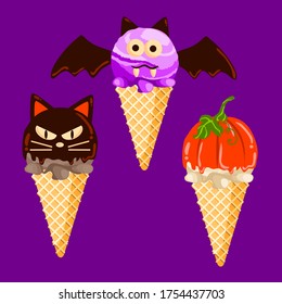 Vector Illustration Halloween Ice Cream