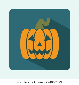 Vector illustration of Halloween icon design pumpkin with shadow
