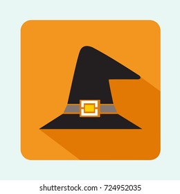 Vector illustration of Halloween icon design Witch hat with shadow
