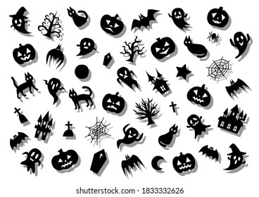Vector illustration of Halloween. Icon, logo, banner. Background pattern. Black and white. 