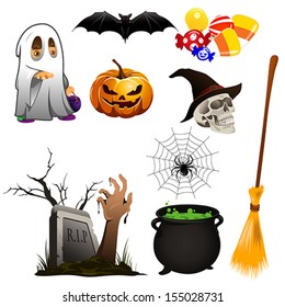 A vector illustration of Halloween icon sets