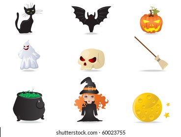 Vector illustration of halloween icons