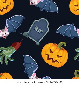 vector illustration of Halloween icons set isolate on dark background.