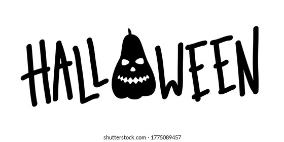 Vector illustration of Halloween. The inscription Halloween with a pumpkin.