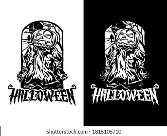 Vector illustration of halloween, isolated on dark and bright background