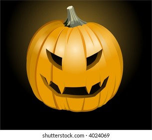 A vector illustration of a halloween jack o lantern pumpkin