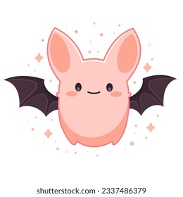 Vector illustration for Halloween in kawaii style. Cute pink bat