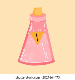 Vector illustration for Halloween with a magic energy drink, a pink bubble with liquid. Illustration for holidays, packaging, T-shirts, posters