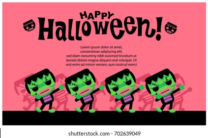 Vector illustration of Halloween monster character dancing.