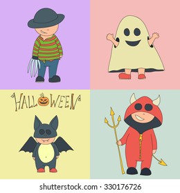 Vector illustration of Halloween monster costume set, part 2