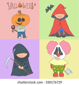 Vector illustration of Halloween monster costume set, part 3