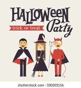 Vector illustration of Halloween monster costume. Poster for Halloween Party.