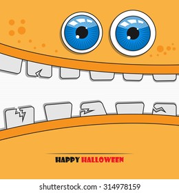 Vector illustration of Halloween monster face for your greeting card design