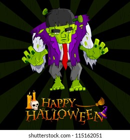 vector illustration of Halloween monster in  night