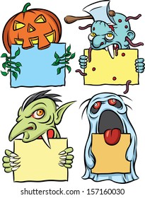 Vector illustration halloween monsters    set four  Easy  edit layered vector EPS10 file scalable to any size without quality loss  High resolution raster JPG file is included  