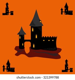 Vector illustration of Halloween mystical castle