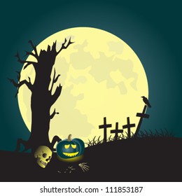 Vector illustration of Halloween night