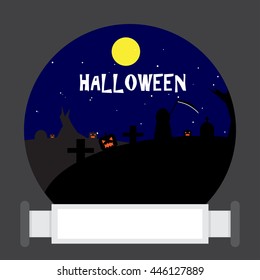 vector illustration of halloween night and the grim reaper in graveyard