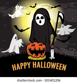 vector illustration Halloween night on full moon design background