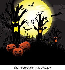 vector illustration Halloween night on full moon design background