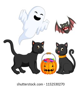 vector illustration of halloween objects