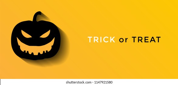 Vector Illustration of halloween on yellow background. Happy Halloween Text Banner. Poster for Halloween on yellow background. Autumn poster with pumpkin, web, bat, spider.