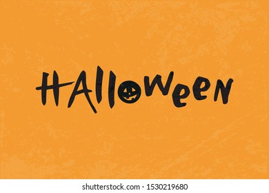 Vector Illustration of halloween on yellow background. Halloween Text Banner. Poster for Halloween with pumpkin