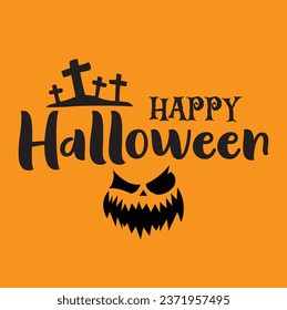 Vector Illustration of Halloween on yellow background. Happy Halloween Text Banner. Poster on yellow background.